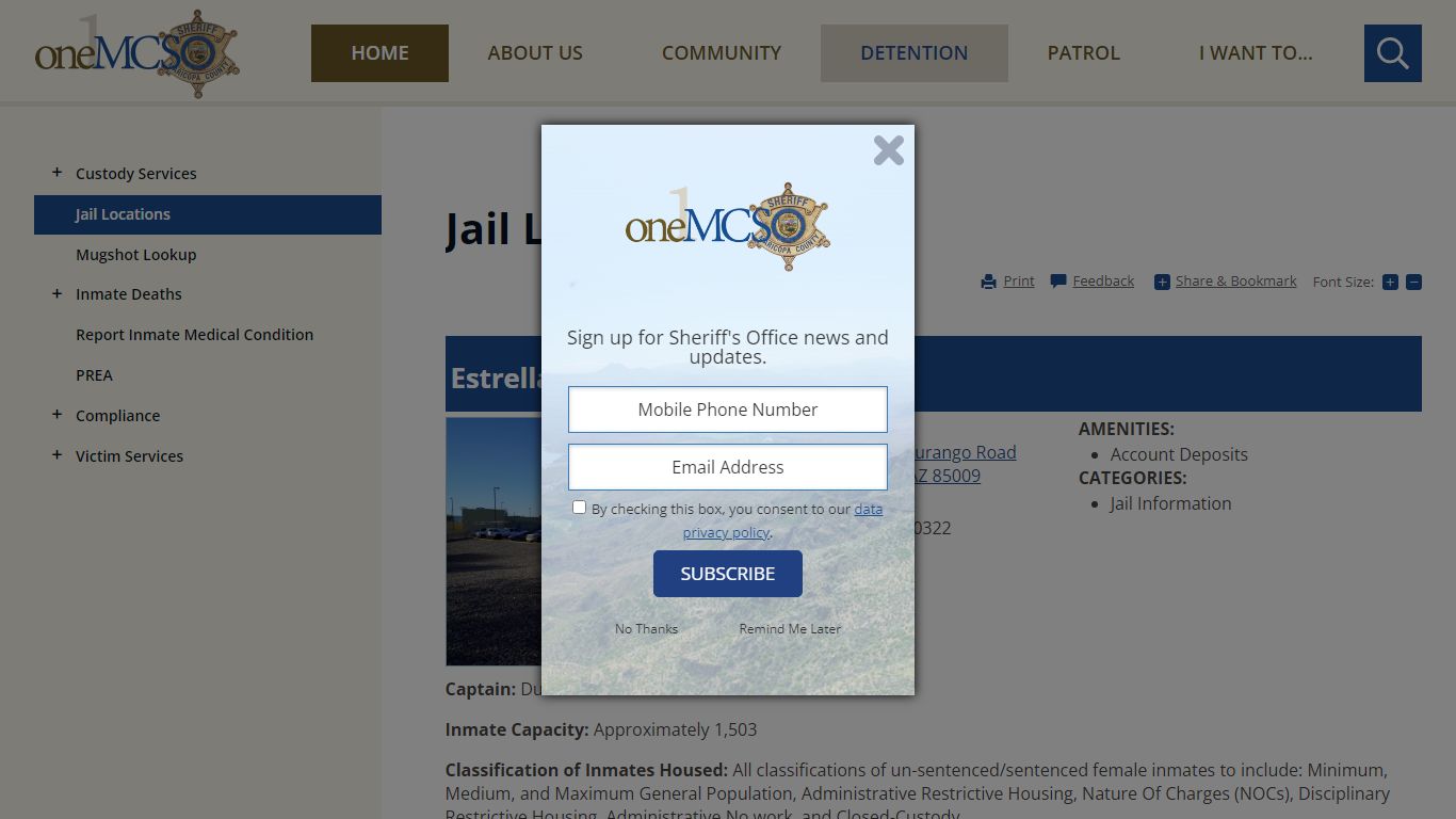 Estrella Jail | Jail Locations | Maricopa County Sheriff's Office